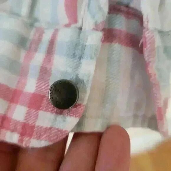 Current Elliott Blue Plaid Long Sleeve Button Up Top Size 2 Small - Picture 9 of 10